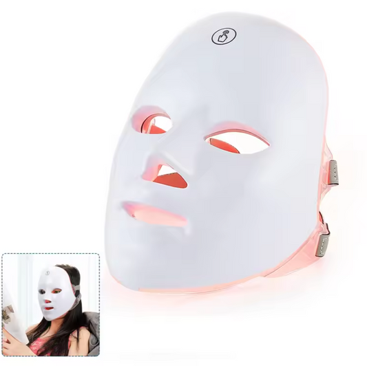 Draadloos LED Gezichts- en Nekmasker – 7 Kleuren Lichttherapie voor Huidverjonging en Versteviging