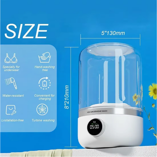 Draadloze Mini Wasmachine 1L – USB Oplaadbaar voor Ondergoed en Sokken