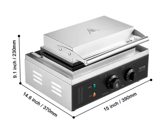 Wafelstok Maker 6 Stuks – Professionele Wafelijzer met Antiaanbaklaag en RVS Behuizing