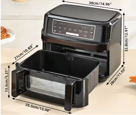 Airfryer 12L XXL – Dubbele Kamer met Touchscreen en Kijkvenster