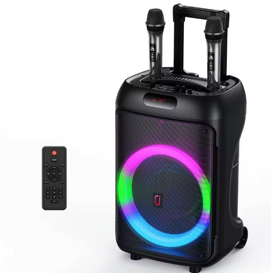 Karaoke Set met 2 Draadloze Microfoons – Bluetooth Speaker met RGB Licht
