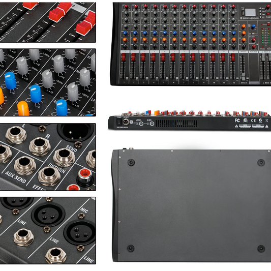 Professionele Audio Mixer 6/8/12 Kanalen – DJ Mengpaneel met FX, Phantom Power en MP3