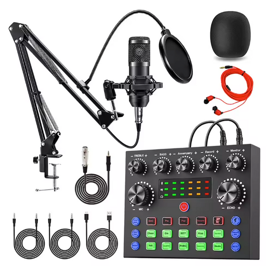 Podcast Set met Microfoon – Live Sound Card Audio Interface voor Streaming en Opname