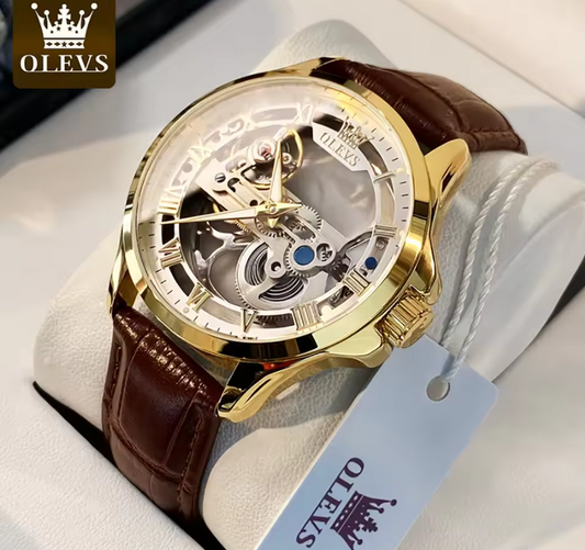 Luxe Automatisch Heren Horloge – Mechanisch met Leren Band