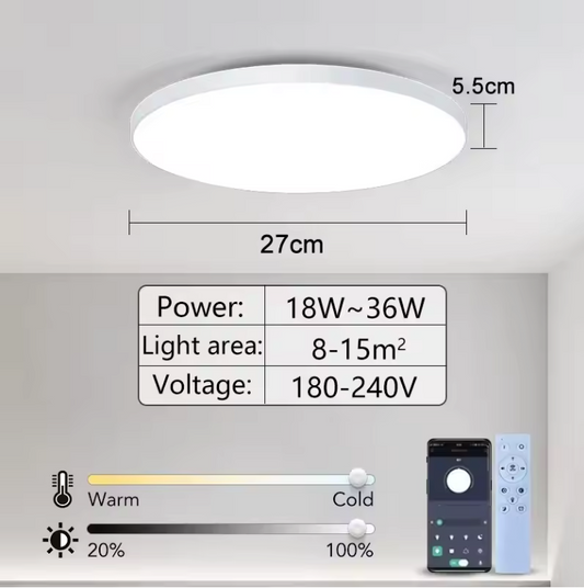 Smart LED Plafondlamp – Dimbaar met App en Afstandsbediening