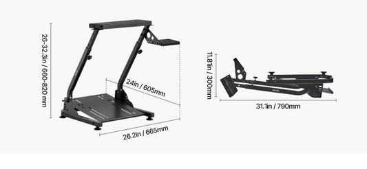 Racing Wheel Stand met Shifter Mount – Verstelbare Simulator Standaard van Staal, Opvouwbaar Design