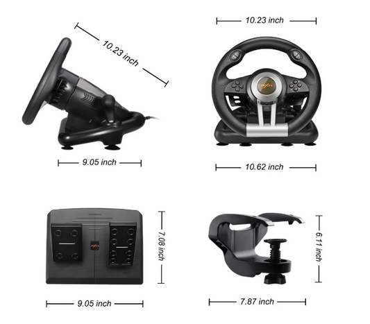 Gaming Racing Stuur met Pedalen – 180° Rotatie, Dubbele Vibratie en Multiplatform Compatibiliteit