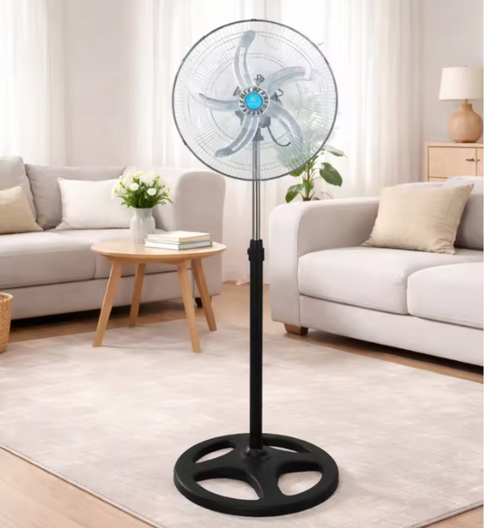 Hoogteverstelbare Staande Ventilator tot 125 cm – 5 Bladen, 90° Oscillatie, Stille Werking en Stabiele Voet
