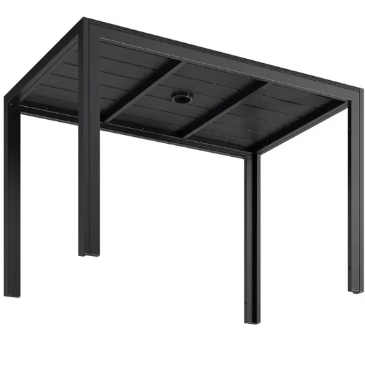Weerbestendige Tuintafel met Parasolgat – Aluminium & WPC, Rechthoekig 110x70 cm
