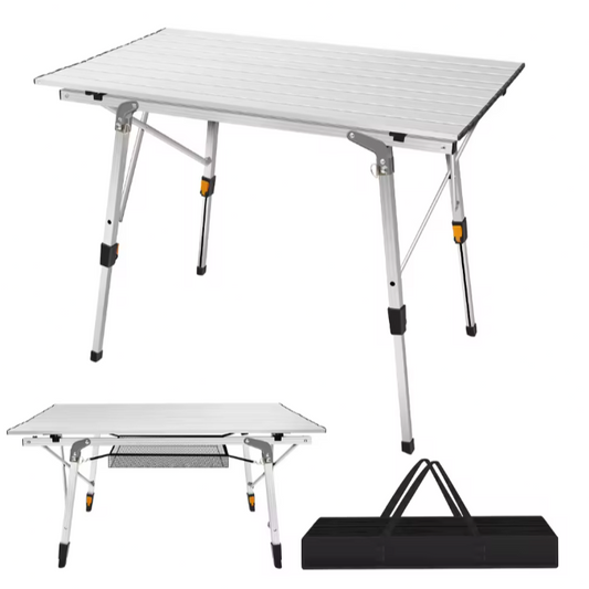 Opvouwbare Aluminium Campingtafel – In Hoogte Verstelbaar, Met Draagtas en Opbergnet