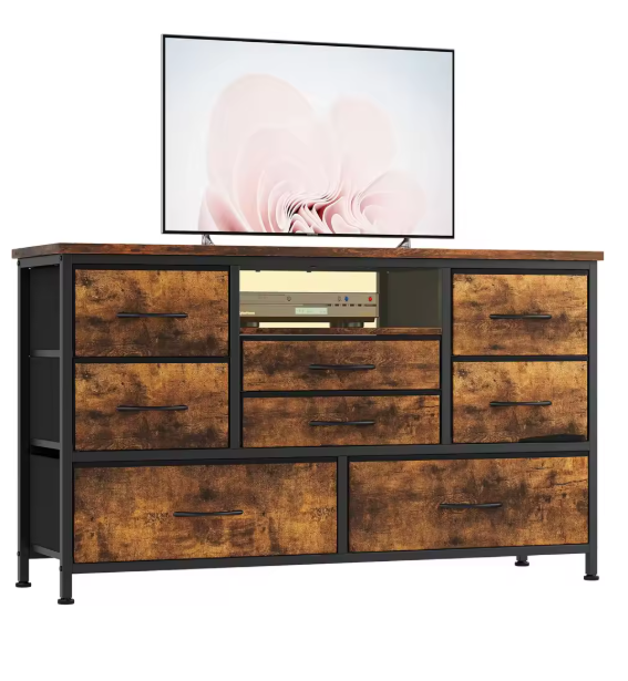 Dressoir met LED-verlichting 202x37x67 cm gerookt eikenkleurig