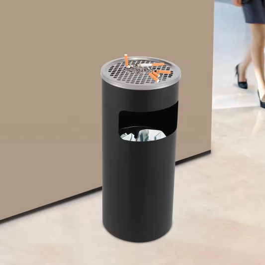 15L Roestvrijstalen Vuilnisbak met Asbak – Combi Asbak Roestvrij Staal