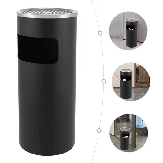 15L Roestvrijstalen Vuilnisbak met Asbak – Combi Asbak Roestvrij Staal