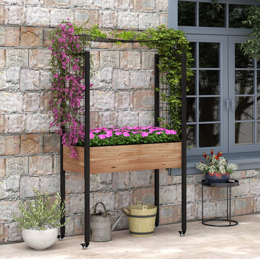 Sedia Plantenbak Tafel met Wielen en Trellis – Verhoogde Plantenbak