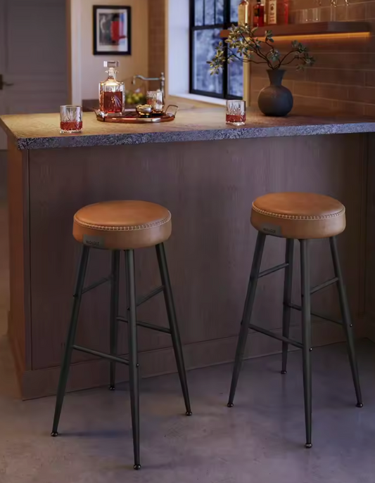 Set van 2 Barkrukken – Kunstleer – 120 kg Draagkracht – Caramel