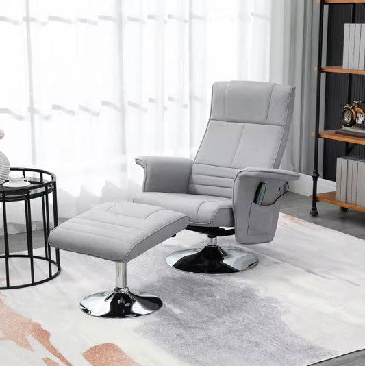 Elektrische Massagestoel met Voetensteun & Relaxfunctie – Grijs