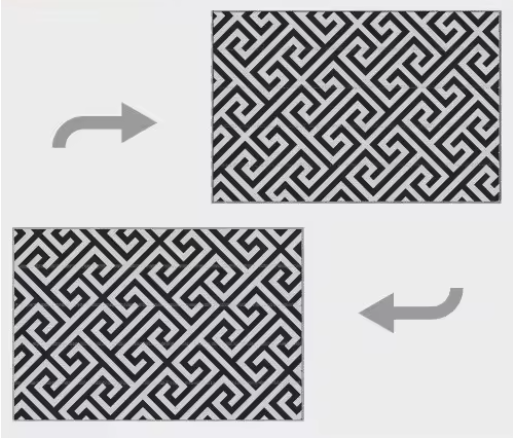 Waterdicht Dubbelzijdig Buitentapijt – 121×182 cm, Zwart/Wit, Kunststof, Geschikt voor Terras, Tuin en Kamperen