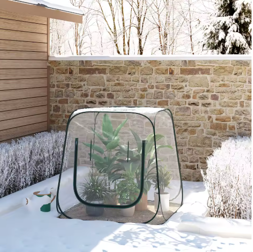 Pop-up Mini-Kas voor Planten – 70x70x80 cm, Wintertent voor Tuin en Groenten met Ritssluiting en Grondspijkers