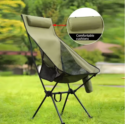 Opvouwbare Campingstoel met Hoofdsteun – Lichtgewicht Aluminium Tuinmeubilair