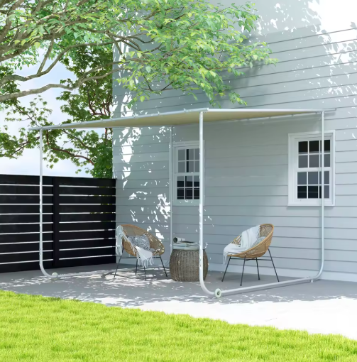 Pergola 3 x 3 m met Wielen – UV-bescherming 30+, Waterdichte Crème Overkapping voor Tuin en Terras