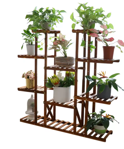 Meerlaagse Plantenstandaard van Grenenhout – Voor Binnen & Buiten, 116x115 cm, 6 Niveaus met Hoog Draagvermogen