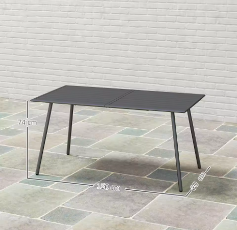 Rechthoekige Buitentafel van Staal – 150x80 cm, Weerbestendig & Modern Design