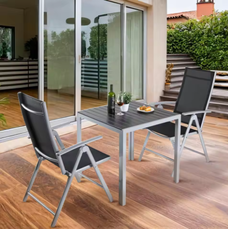 Tuintafel van Aluminium & WPC – Weerbestendig, 75x75 cm