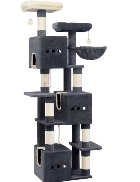 Houten kattenhuis met balkon – 2 verdiepingen voor binnen & buiten