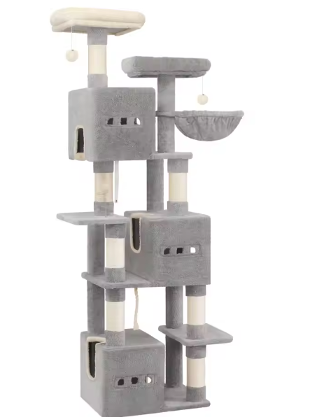 Houten kattenhuis met balkon – 2 verdiepingen voor binnen & buiten