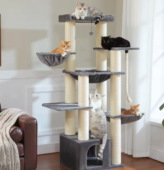 Grote Kattenboom Krabpaal – 24 kg, Met Hangmat & Meerdere Niveaus