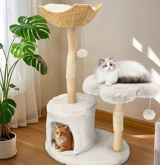 Moderne Kattenboom – Houten Kattentoren met Krabpaal & Topmand