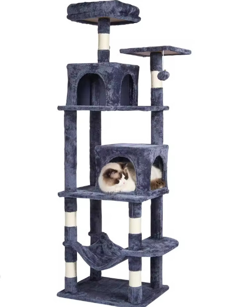XXL Kattenboom Krabpaal – 5 Lagen, 2 Grotten & Hangmat