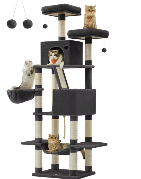 Kattenboom XXL Krabpaal – 206 cm Hoog, 5 Lagen & 13 Krabpalen