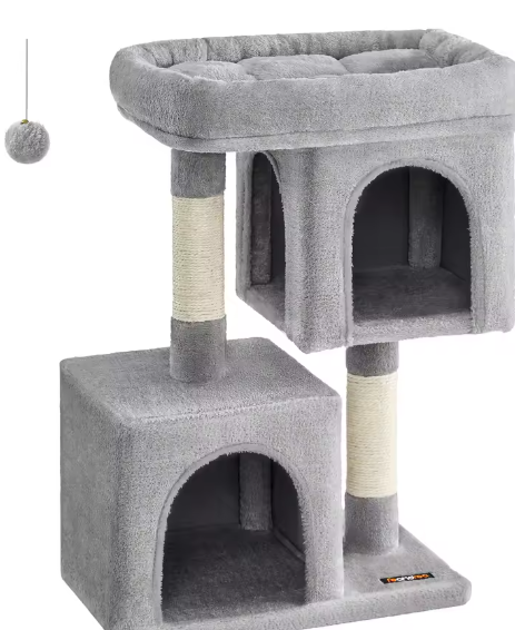 Kattenboom met 2 Huisjes – Krabpaal met Sisalstammen & Platform