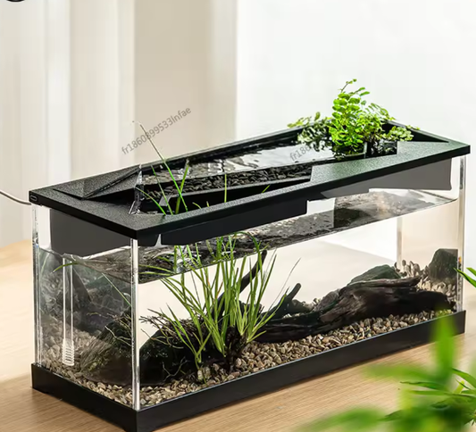 Acryl aquarium met waterpomp, LED-licht en ecologisch cyclussysteem