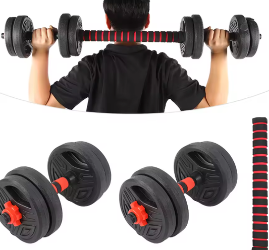 Halterset 10 kg met 40 cm Verbindingsstang – Verstelbare Fitness Dumbbell Set