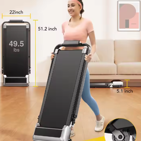 2-in-1 Opvouwbare Loopband – 12 km/u, 2,5 pk Motor, Helling & Brede Riem