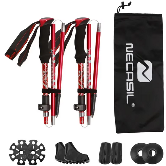 Set van 2 Opvouwbare Trekkingstokken – Ultralicht Aluminium met Telescopische Verstelling