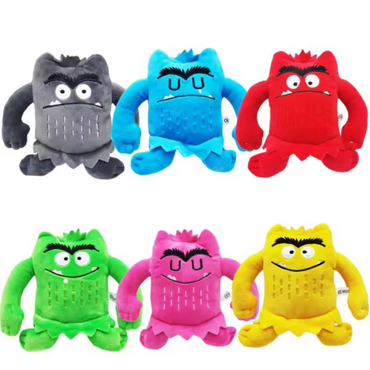 Set van 6 Kawaii Monster Knuffels – Zachte Pluche Speelgoedfiguren, Educatief en Sensorisch Speelgoed (15 cm)