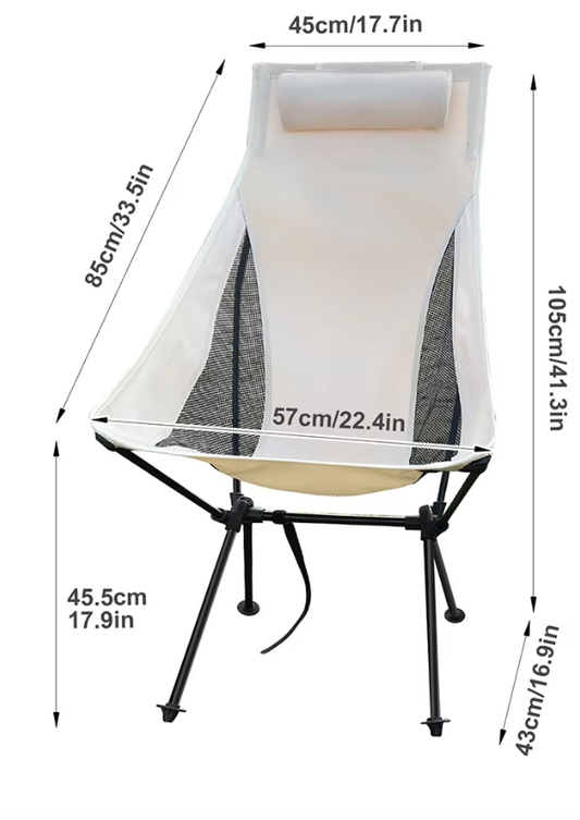 Opvouwbare Campingstoel met Hoofdsteun – Lichtgewicht Outdoor Stoel met Aluminium Frame