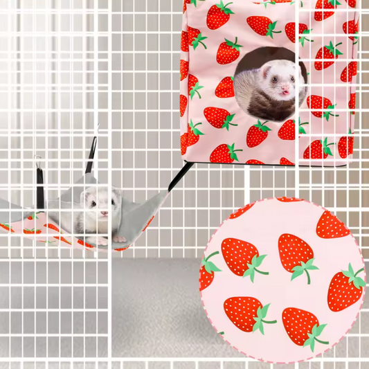 4-Delige Hamster Hangmat Set – Zacht Polyester Ophangsysteem met Tunnel, Nest en Mat voor Kleine Knaagdieren