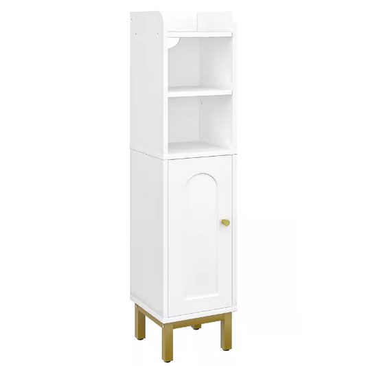 Smalle Badkameropbergkast Hoekmodel met Deur en Planken – Ruimtebesparende Toiletkast voor Kleine Ruimtes