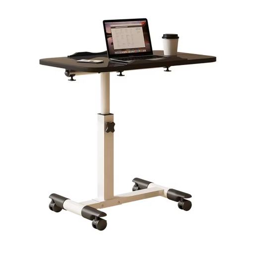 In Hoogte Verstelbare Bovenbedtafel op Wielen – Mobiele Laptoptafel met Kantelbaar Blad