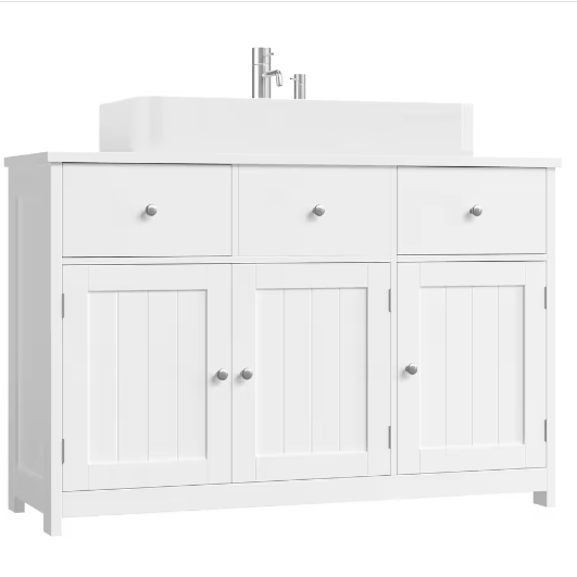 Getone Wastafel Onder Kledingkast – Badkamermeubel met 2 Lades en 3 Deuren, 100x30x61cm