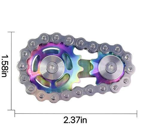 Metalen Chain Gear Fidget Spinner – RVS Hand Spinner EDC Focus en Stress Relief 5,9 x 3,4 x 1,2 cm