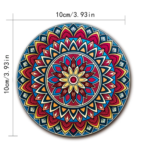 Set van 8 Houten Mandala Onderzetters – Decoratieve Onderzetterset voor Tafel en Bureau