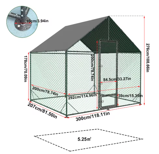 Grote Walk-in Kippenren met Nylon Net en UV Cover – Outdoor Pluimvee Verblijf