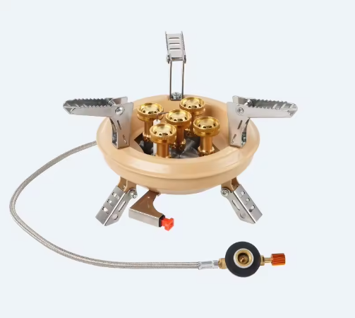 Krachtig Camping Gasfornuis – Vijfkern Brander met Hoge Vuurkracht voor Outdoor en Barbecue