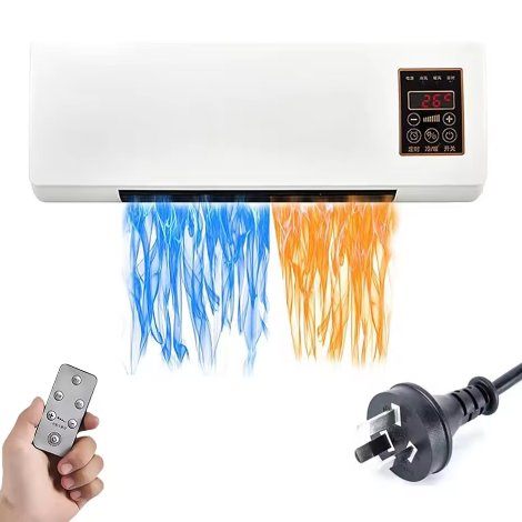 Wand Airconditioner met Afstandsbediening – 2-in-1 Verwarmen en Ventileren, Compact en Energiezuinig