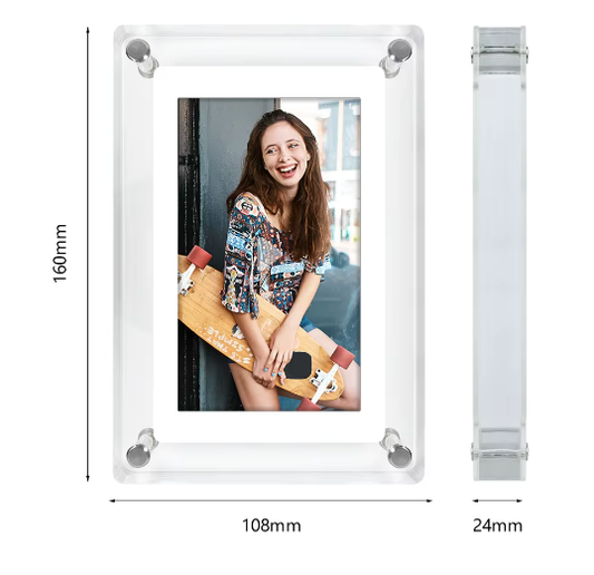 Acryl Digitale Fotolijst 5 Inch – IPS Scherm, Verticale Display met 4 GB Geheugen en Oplaadbare Batterij